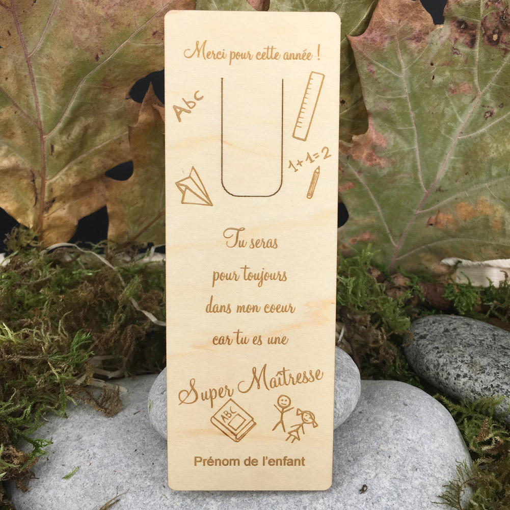 marque page en bois avec personnalisation par la gravure laser