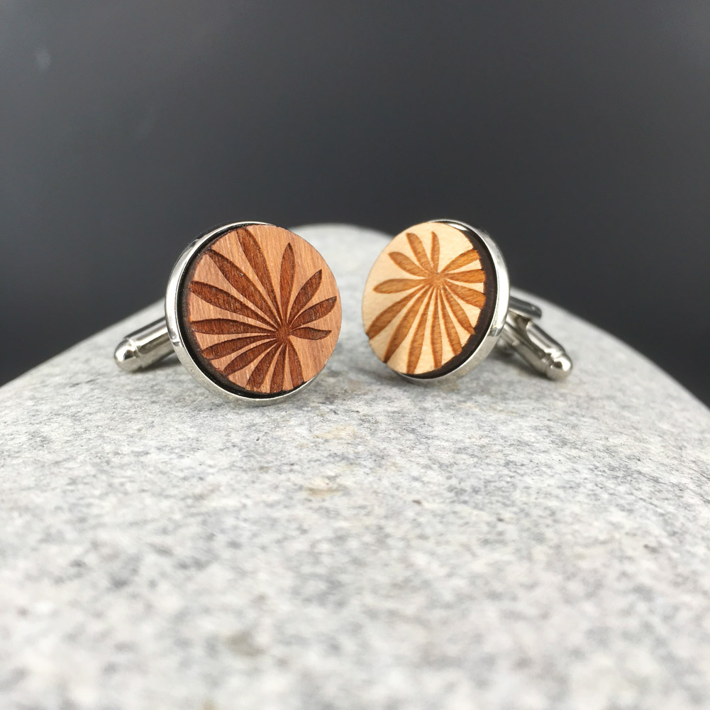 bouton de manchette personnalisé en bois gravé 16 mm