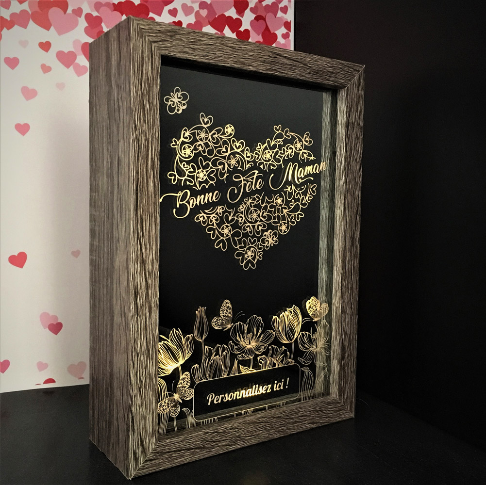 box led décoration personnalisée gravée fête des mères