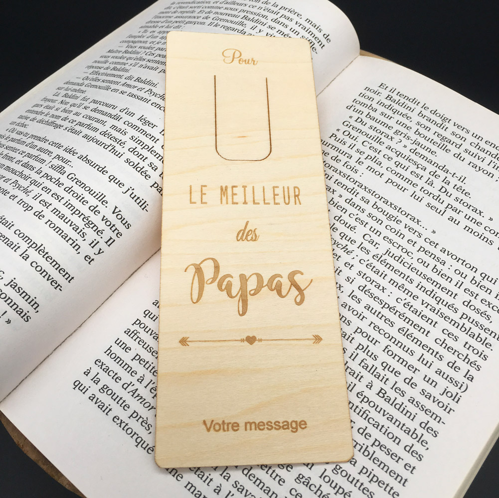 marque-page personnalisé en bois gravé idée cadeau fête des pères