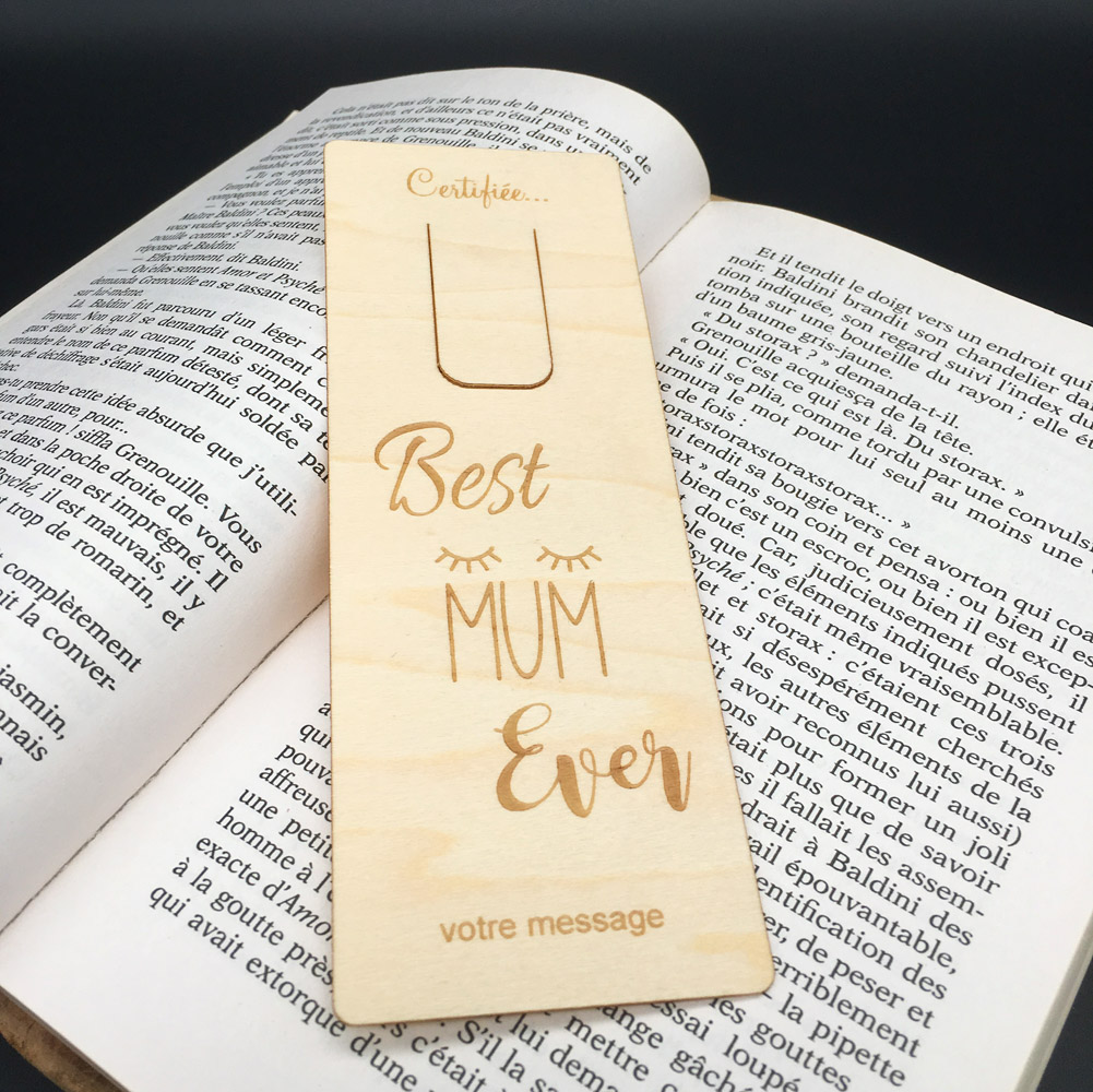 marque-page personnalisé en bois gravé idée cadeau mamans