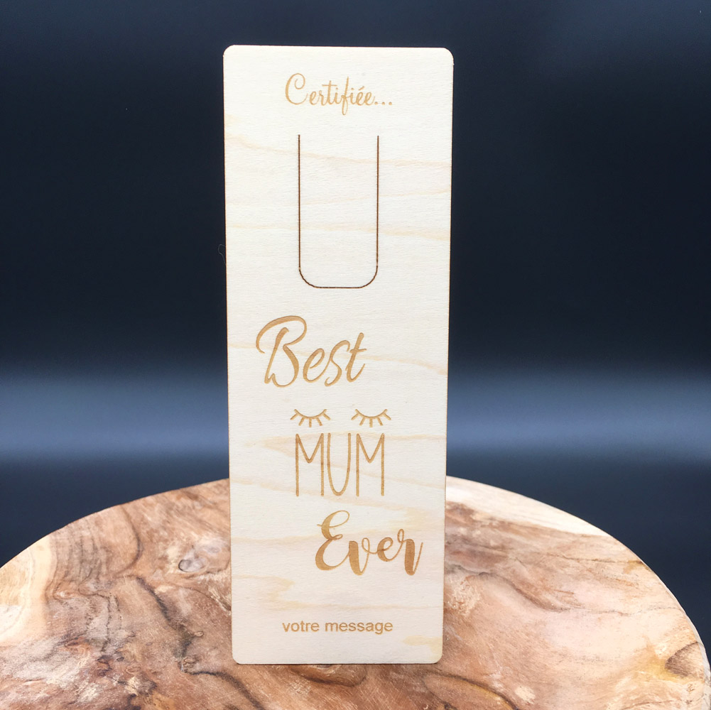 marque-page personnalisé en bois gravé meilleure maman