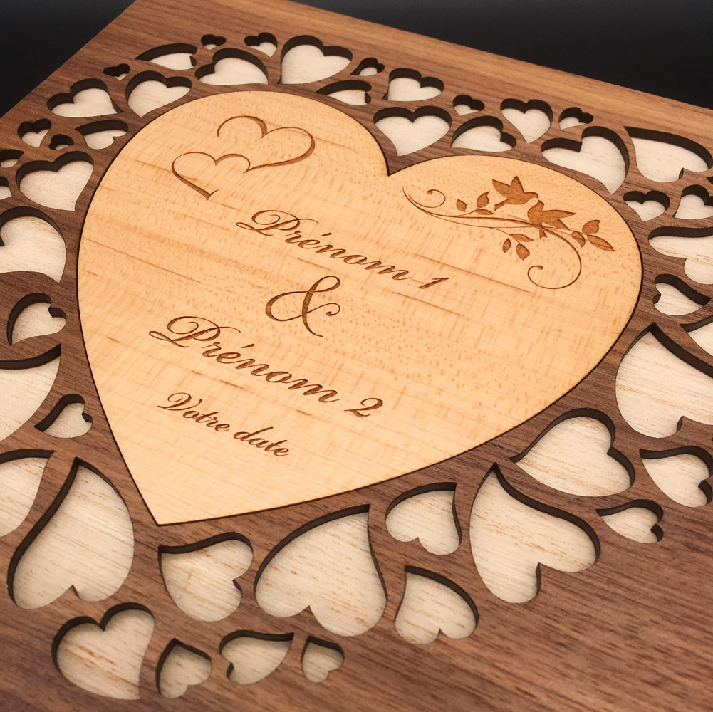 coffret personnalisé en bois 20 cm idée cadeau mariage