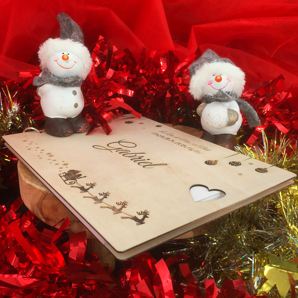 livre bois personnalisé gravé mon 1er Noël