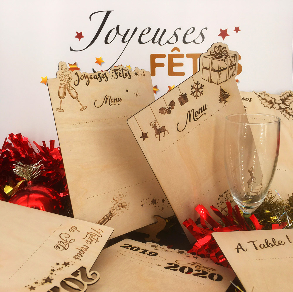 menu bois à personnaliser en gravure laser