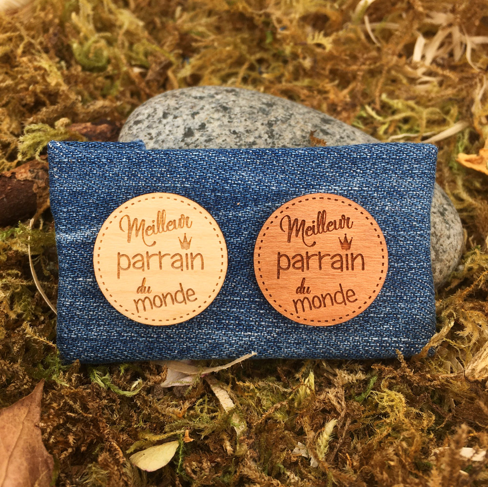 pins bois meilleure parrain érable et cerisier - idée cadeau parrain