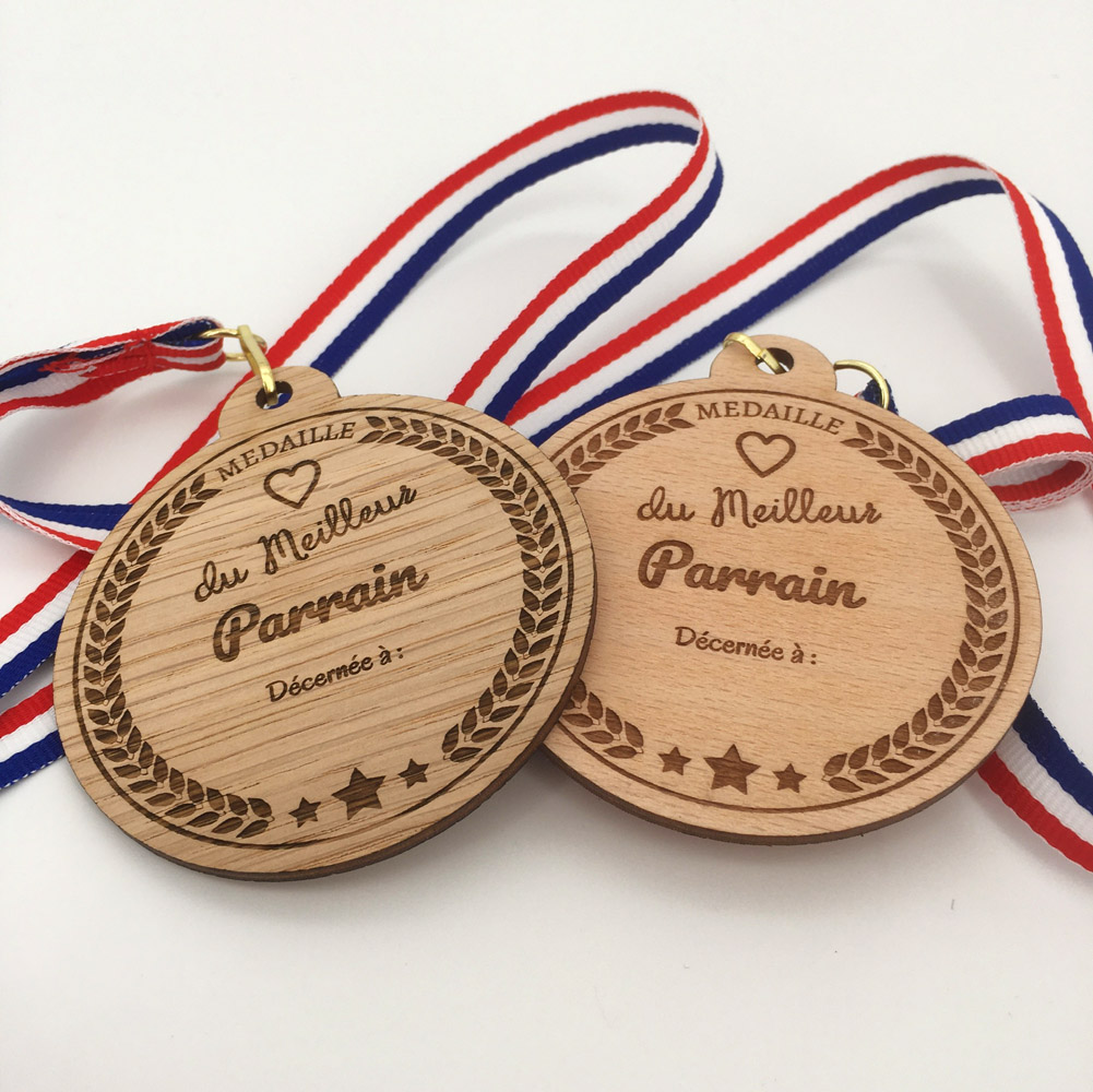 médaille bois meilleur parrain hêtre et chêne