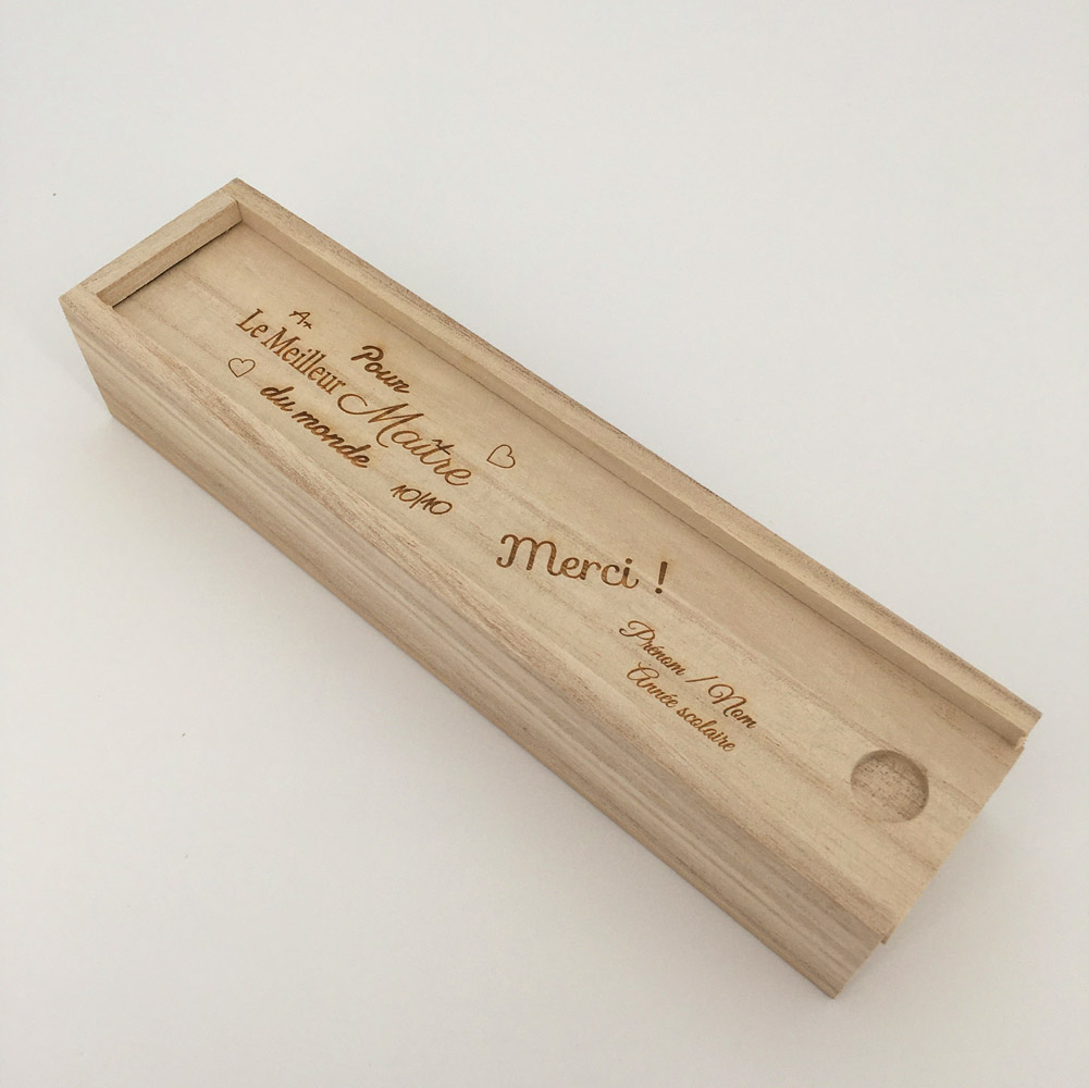 plumier bois maître personnalisable - idée cadeau fin d'année scolaire