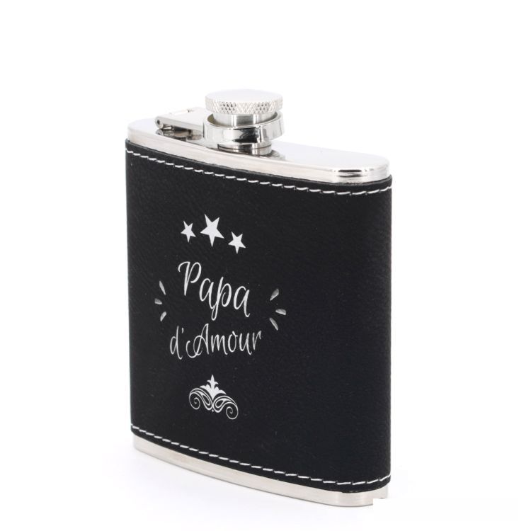 flasque personnalisable cuir noir