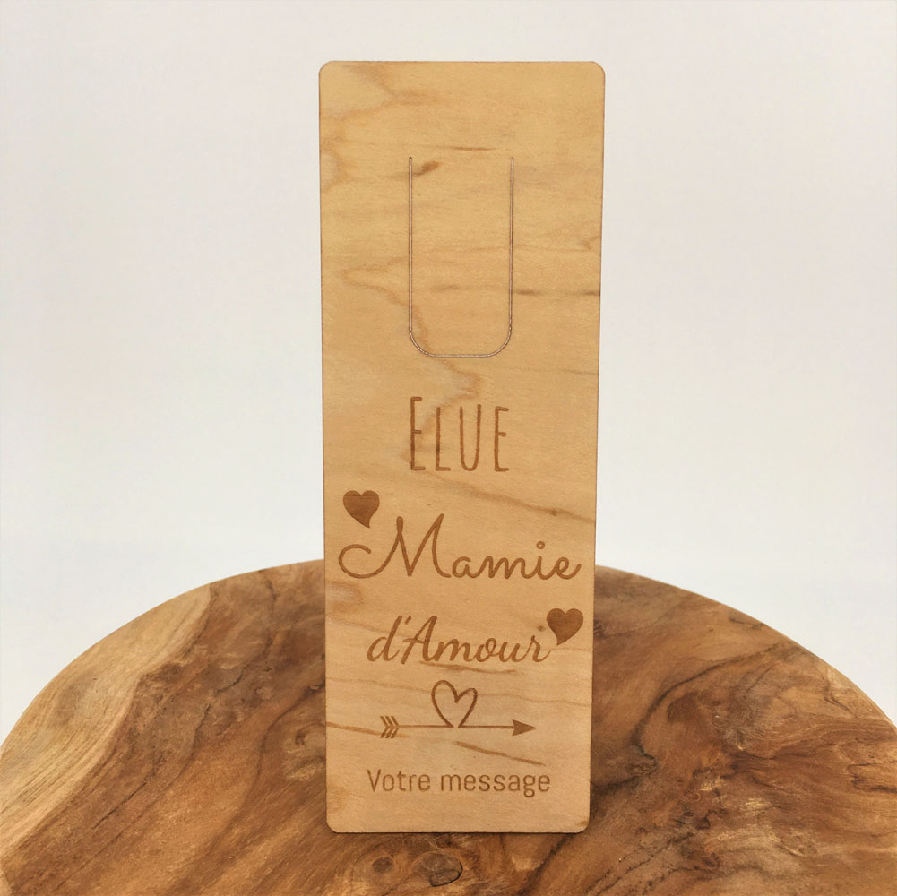 marque-page bois personnalisé élue mamie d'amour