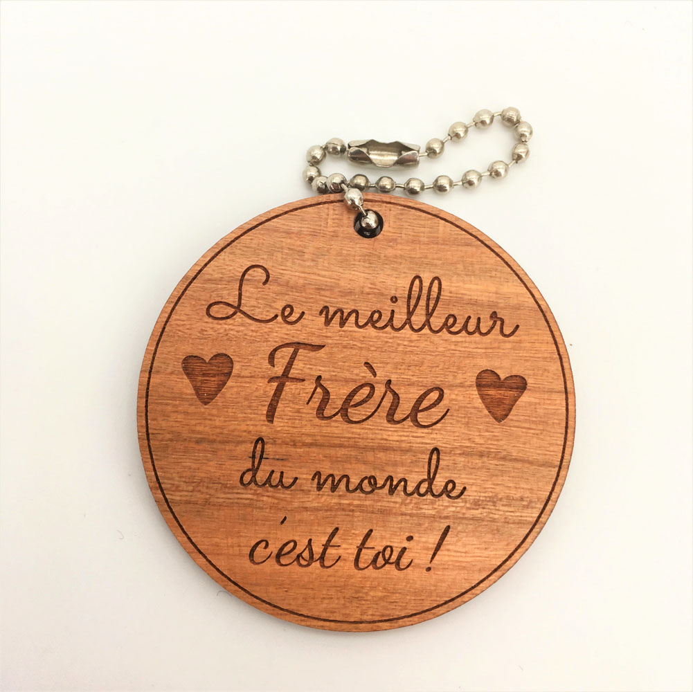 porte-clés bois Meilleur Frère cerisier rond