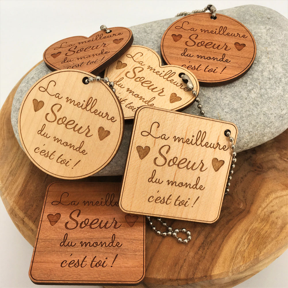 porte-clés bois Meilleure Soeur ensemble