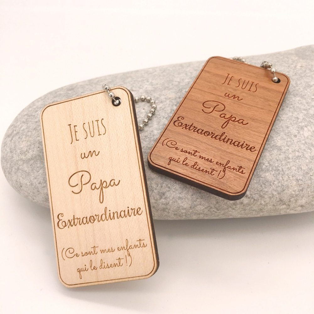 porte-clés papa extraordinaire personnalisés bois - idée cadeau fête des pères