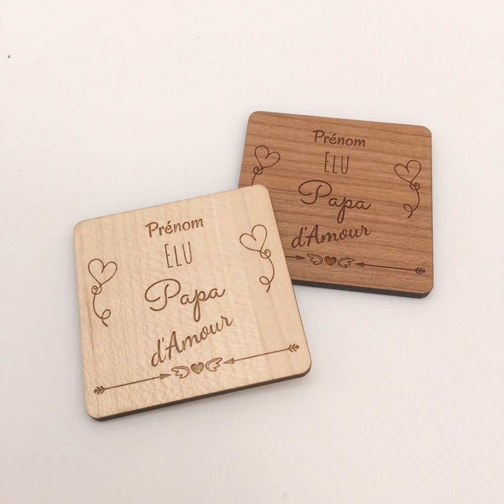 magnet papa d'amour personnalisables carrés