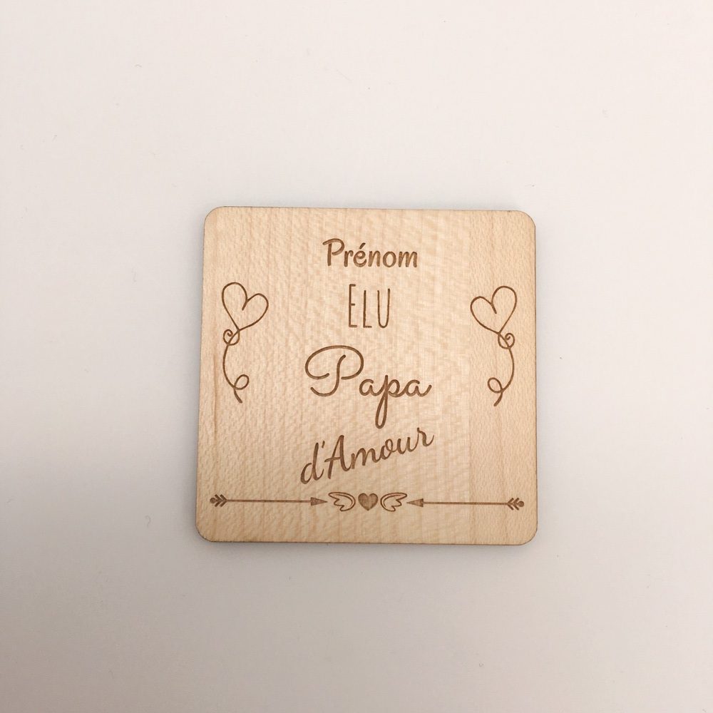 magnet papa d'amour érable personnalisable carré - idée cadeau fête des pères