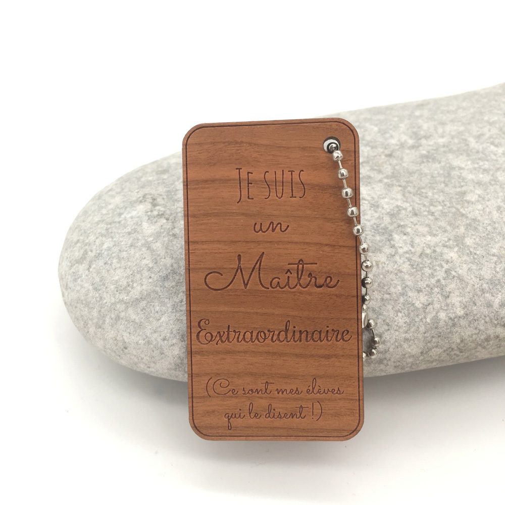 porte-clés maitre extraordinaire personnalisable rectangle cerisier idée cadeau maitre