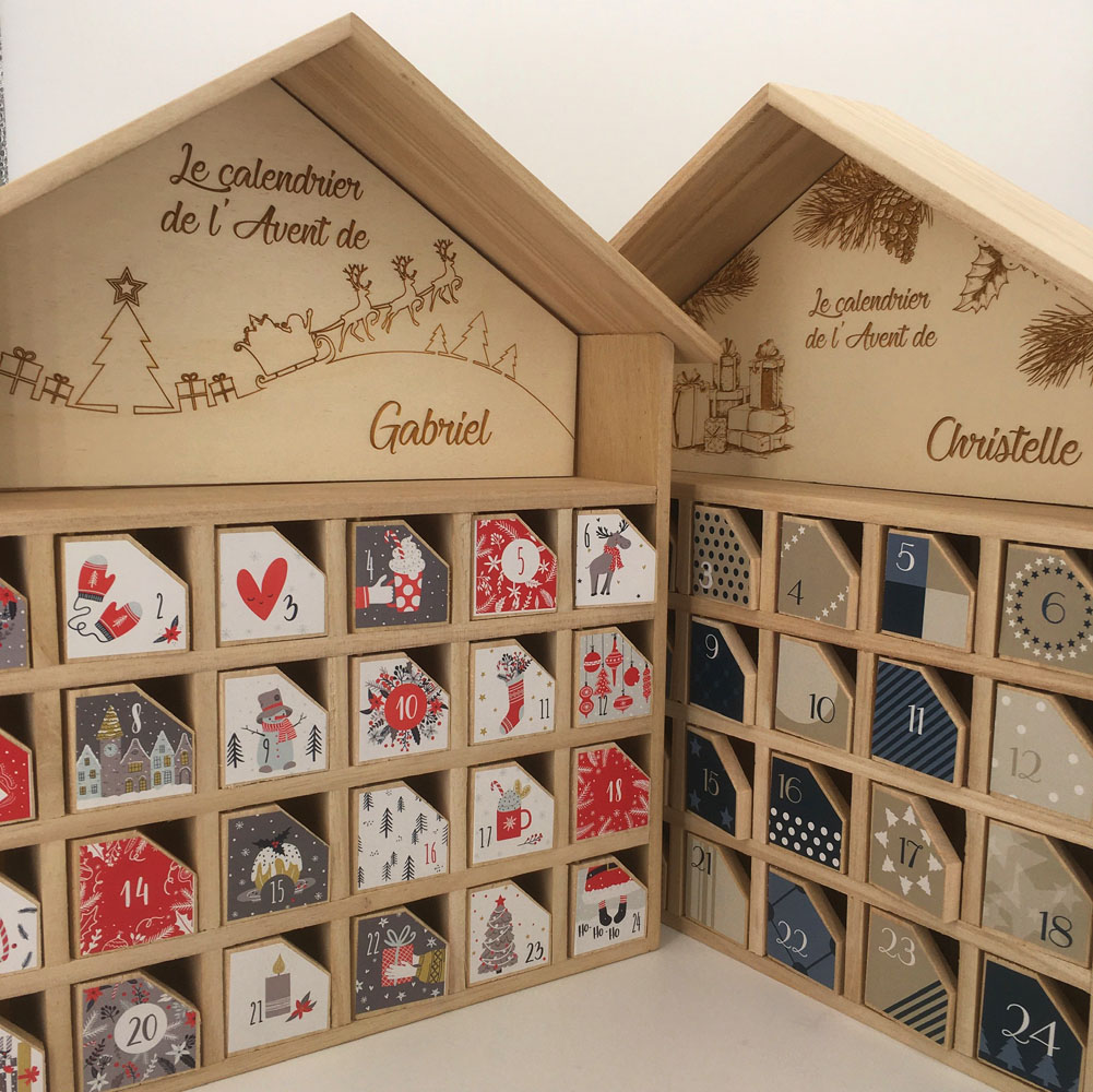 Calendrier avent bois personnalisable ensemble