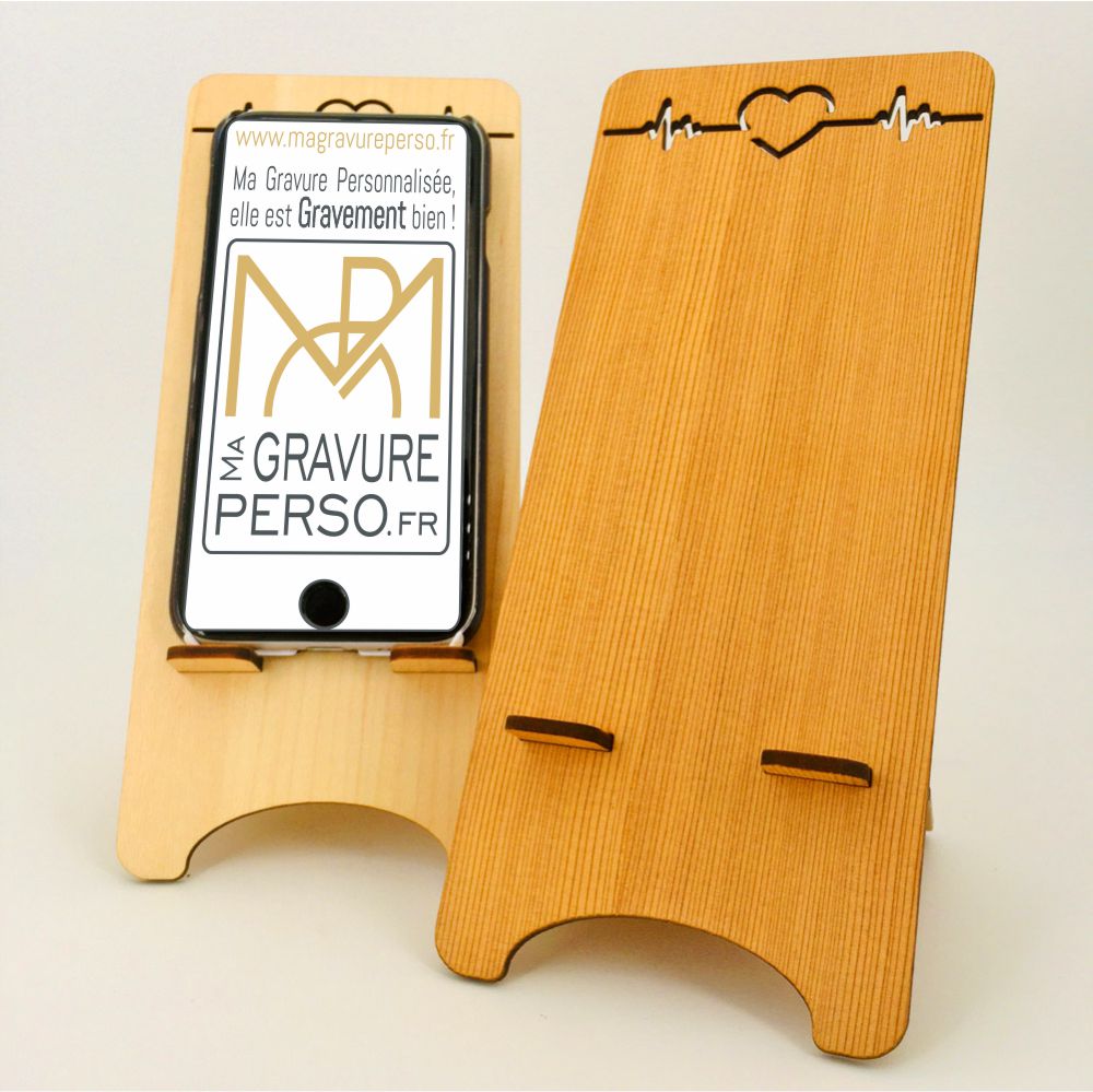 Support téléphone bois personnalisable