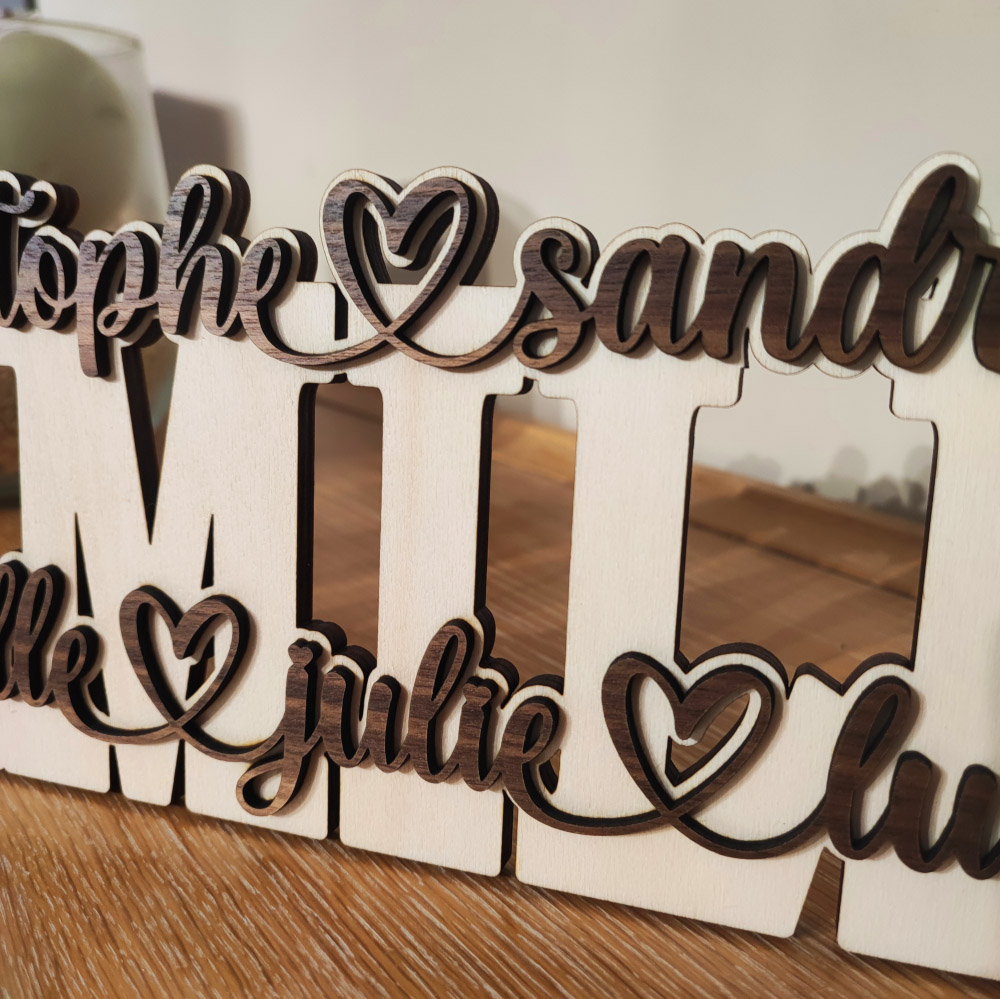 mot en bois personnalisé famille