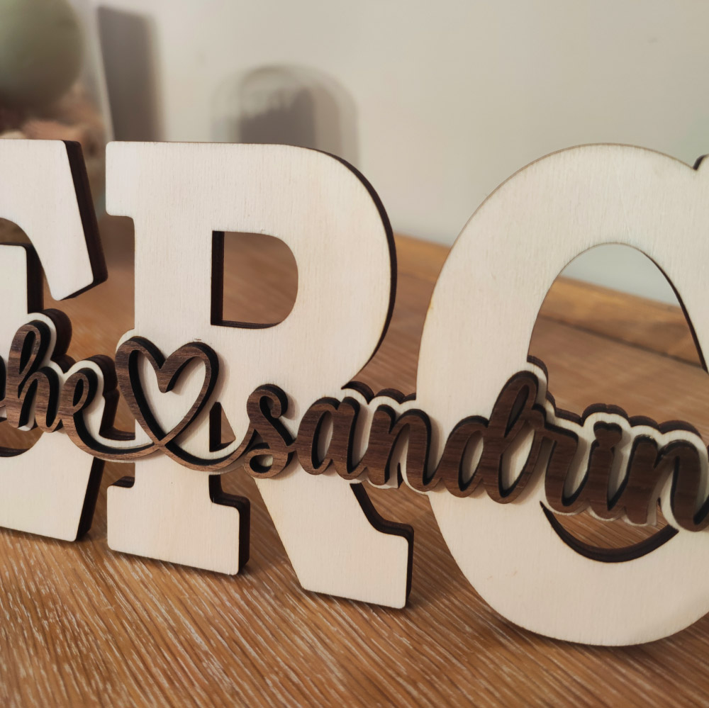 mot en bois personnalisé merci