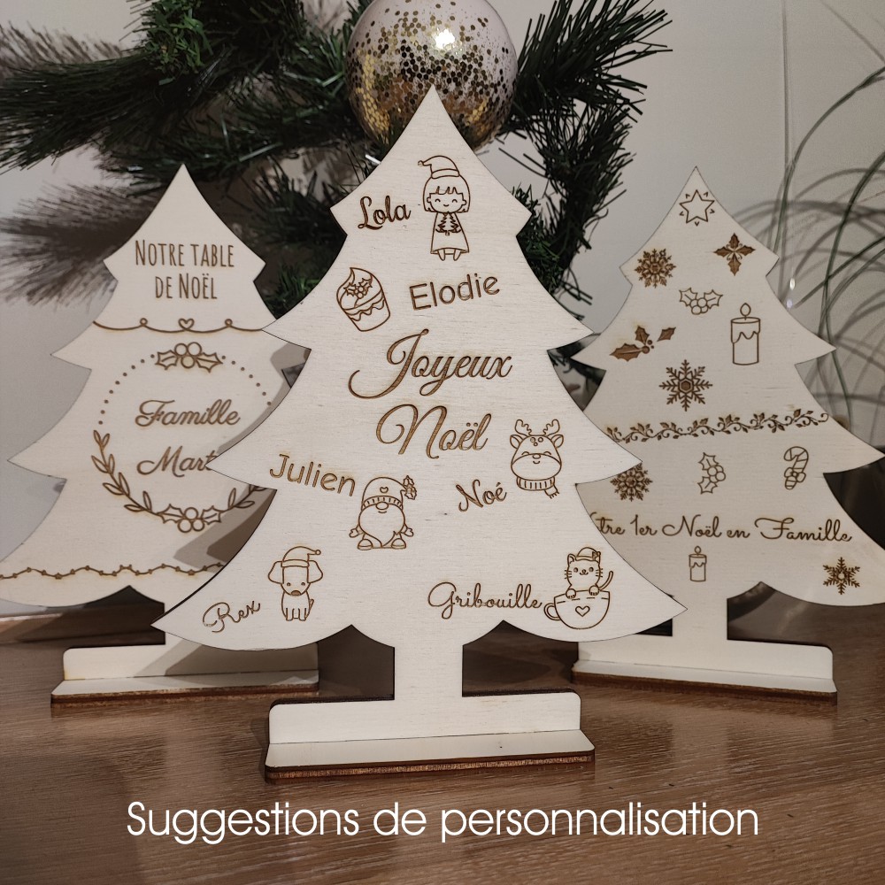 Déco de noël en bois sapin personnalisable