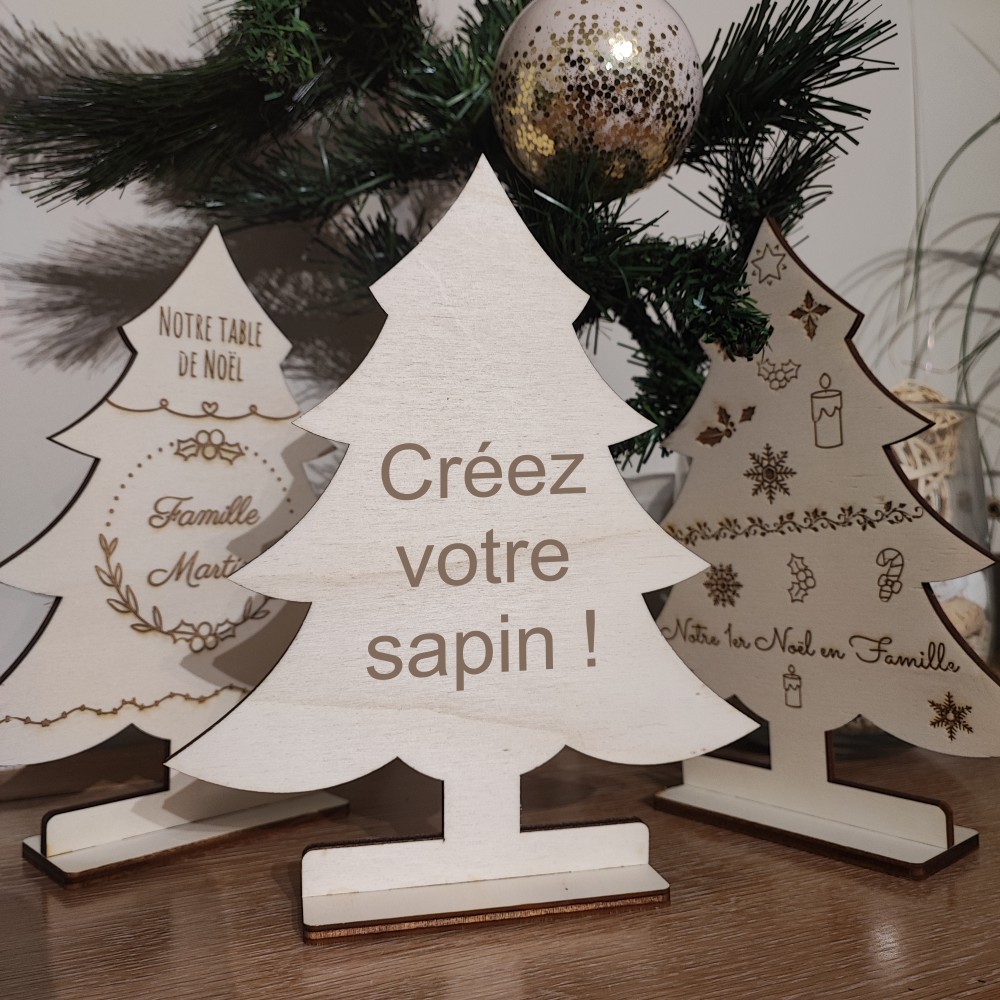 Déco de noël en bois sapin personnalisé