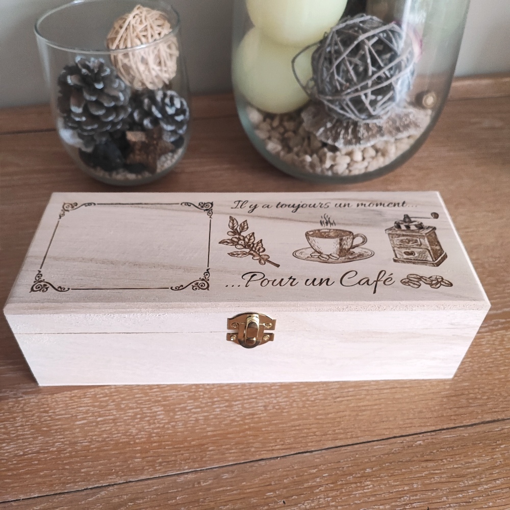boite à café en bois personnalisable