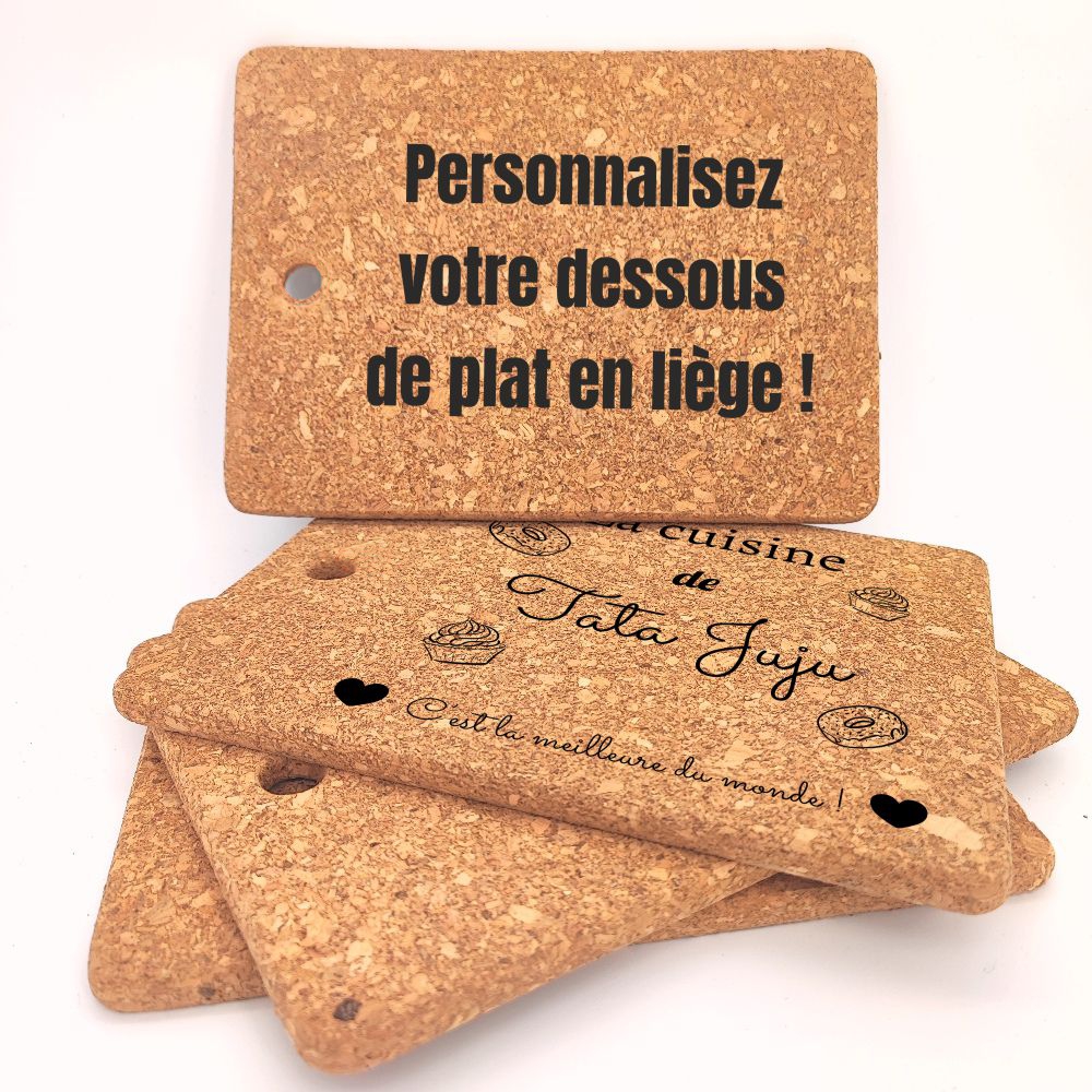 Dessous de plat en liège rectangulaire à personnaliser