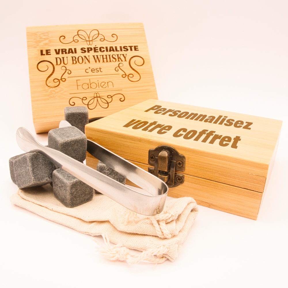 Coffret de pierres à whisky à personnaliser