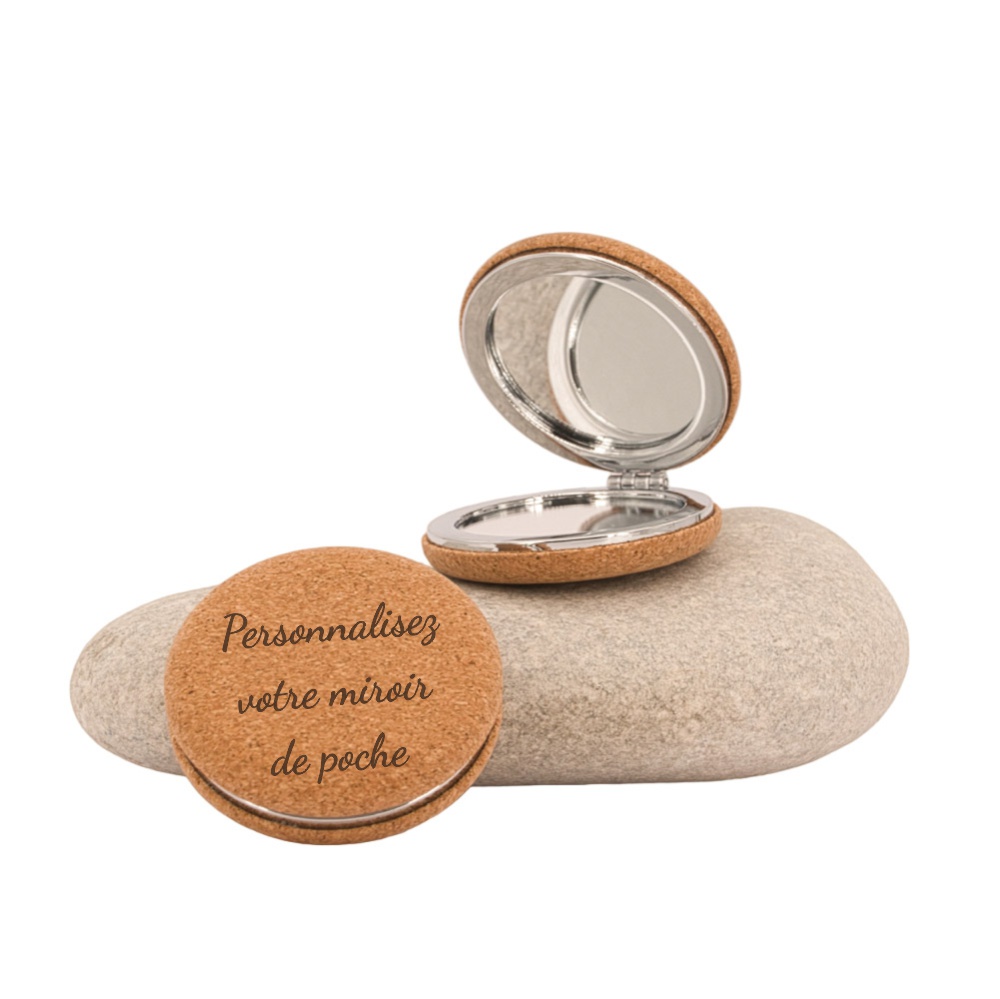 miroir de poche en liège personnalisé