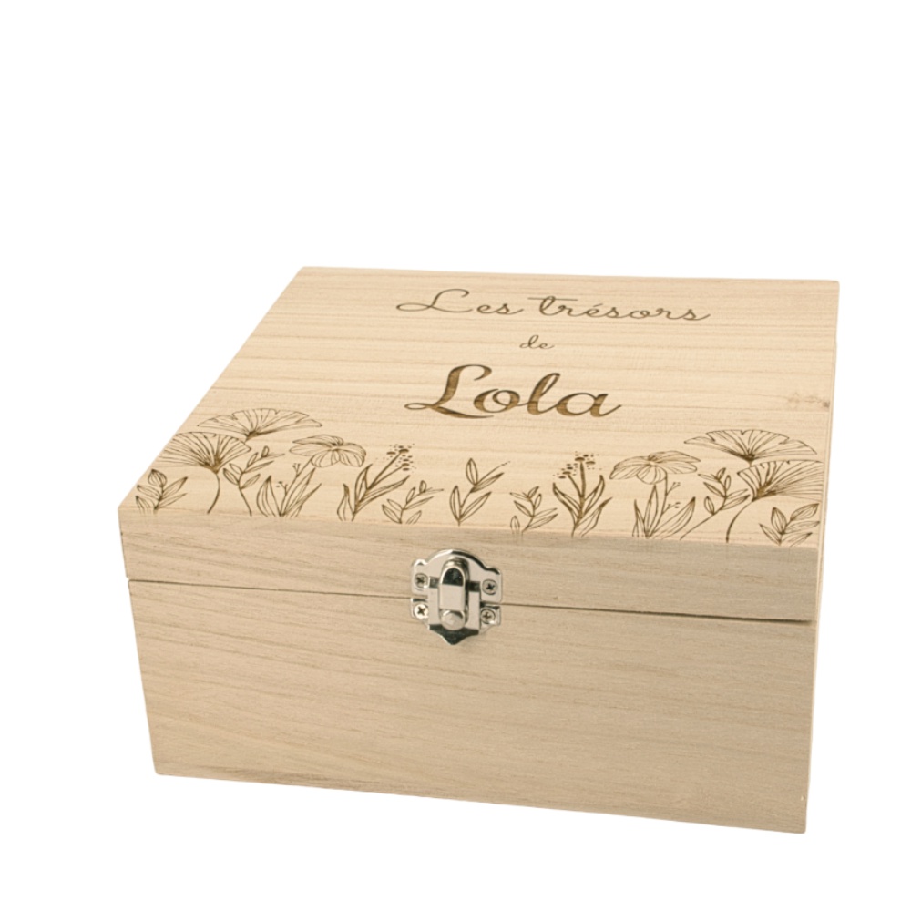 coffret bois carré personnalisé exemple de personnalisation