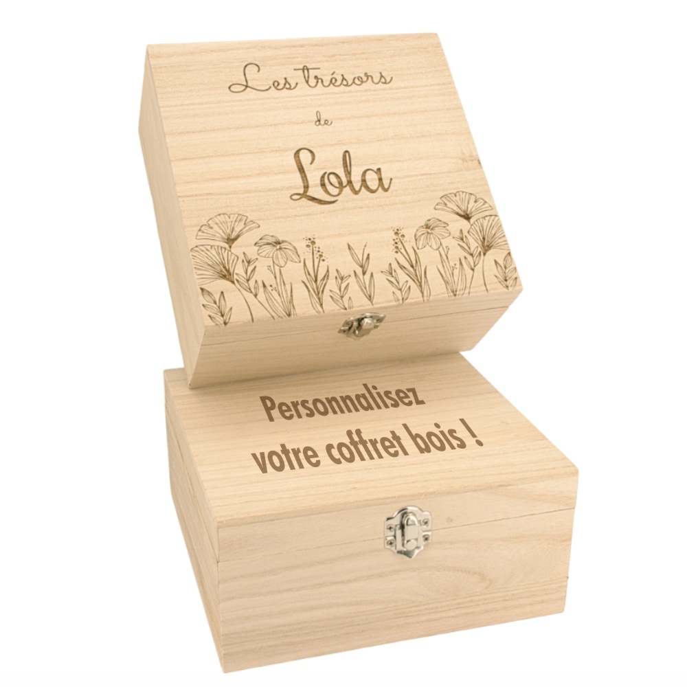 coffret bois carré personnalisé exemple de personnalisation