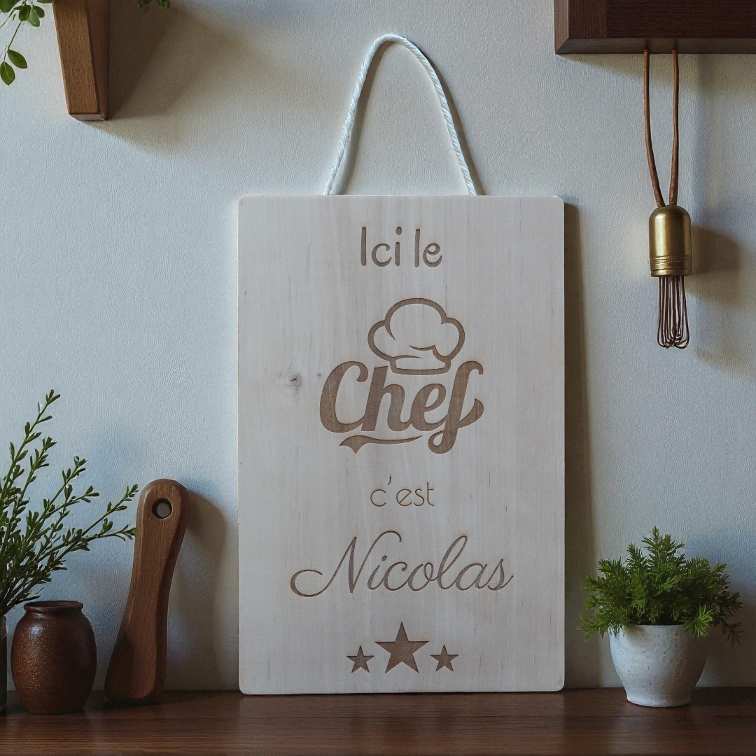 Plaque déco bois A4 en aulne format portrait idée déco cuisine